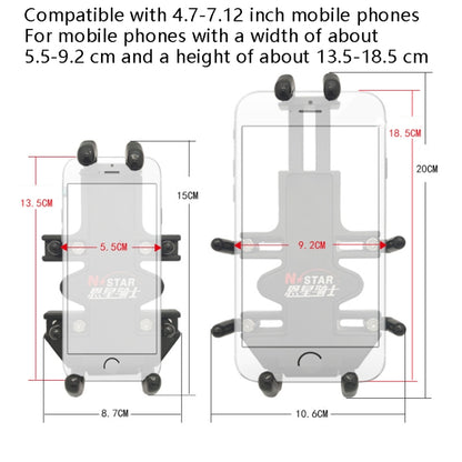 N-STAR NJN001 Motorcycle Bicycle Compatible Mobile Phone Bracket Aluminum Accessories Riding Equipment(With Expansion Head) - Holders by N-STAR | Online Shopping UK | buy2fix