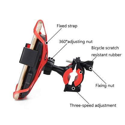 Bicycle Automatic Lock Mobile Phone Bracket 360 Degree Rotating Carrier Cycling Bracket(Black (Silicone Strap)) - Holders by buy2fix | Online Shopping UK | buy2fix