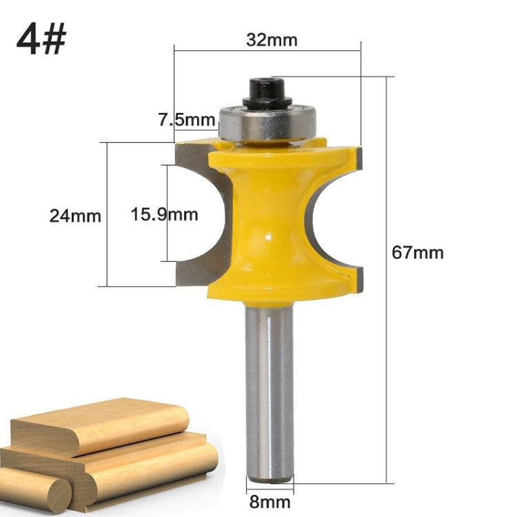 8-Shank Bearing Positive Semicircular Cutter Engraving Machine Woodworking Cutter, Model: No. 4 - Others by buy2fix | Online Shopping UK | buy2fix