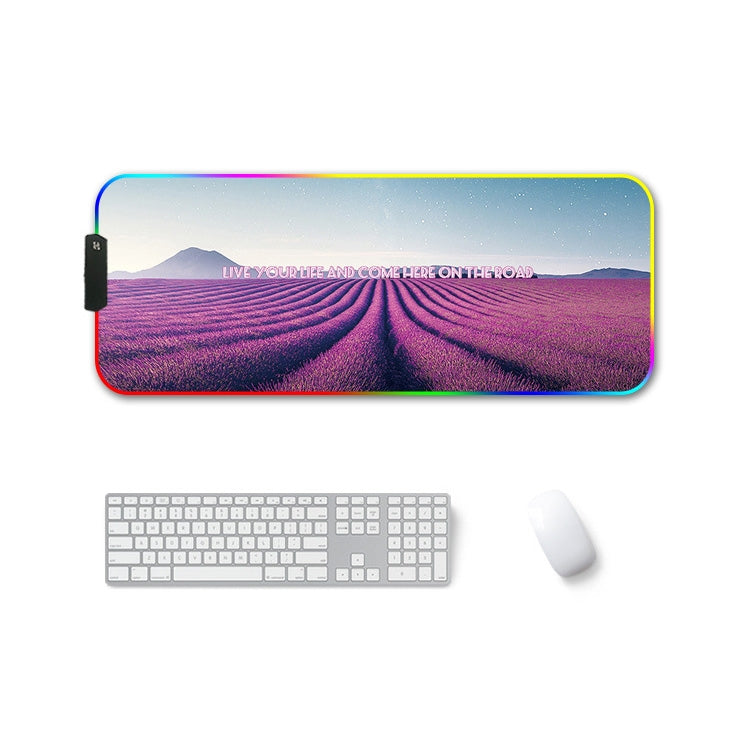 400x900x4mm F-01 Rubber Thermal Transfer RGB Luminous Non-Slip Mouse Pad(Lavender) - Mouse Pads by buy2fix | Online Shopping UK | buy2fix