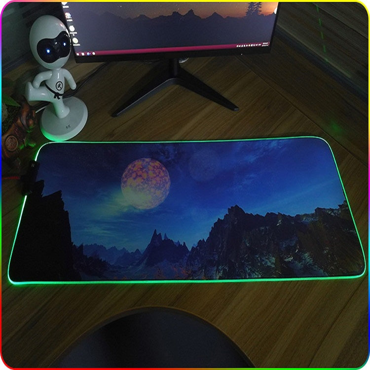 400x900x4mm F-01 Rubber Thermal Transfer RGB Luminous Non-Slip Mouse Pad(Red Fox) - Mouse Pads by buy2fix | Online Shopping UK | buy2fix