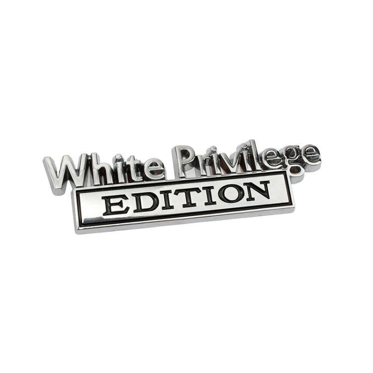 2 PCS Car Metal Leaf Board Car Logo White Privilege Edition Modified Car Body Sticker Sign(Silver Black) - Decorative Sticker by buy2fix | Online Shopping UK | buy2fix