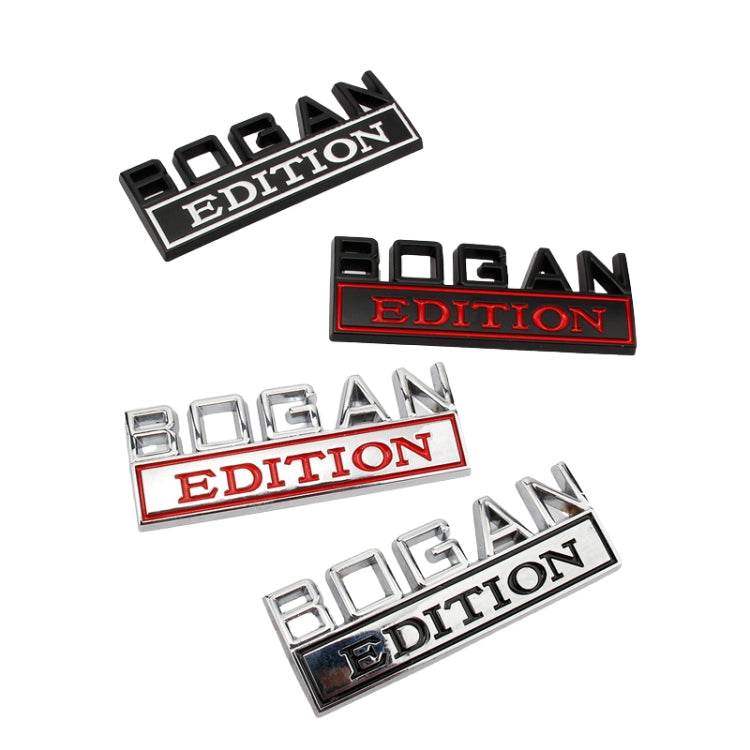 2 PCS Modified Side Door Metal Car Stickers Bogan Edition Label Leaf Board Nameplate Label(Black Red) - Decorative Sticker by buy2fix | Online Shopping UK | buy2fix