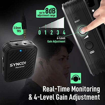 SYNCO Engragal  Wireless Microphone System 2.4GHz Interview Lavalier Lapel Mic Receiver Kit For Phones DSLR Tablet Camcorder,Configuration G1 (A1) - Consumer Electronics by buy2fix | Online Shopping UK | buy2fix