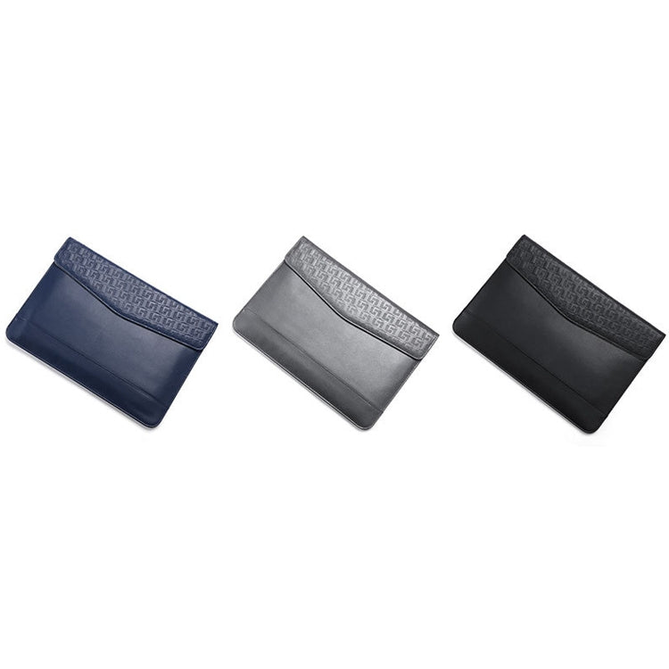 Horizontal  Embossed Notebook Liner Bag Ultra-Thin Magnetic Holster, Applicable Model: 11 -12 inch(Dark Blue) - 10 - 11 inch by buy2fix | Online Shopping UK | buy2fix