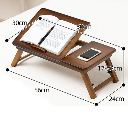 741ZDDNZ Bed Use Folding Height Adjustable Laptop Desk Dormitory Study Desk, Specification: Classic Tea Color 56cm Thick Bamboo - Computer & Networking by buy2fix | Online Shopping UK | buy2fix