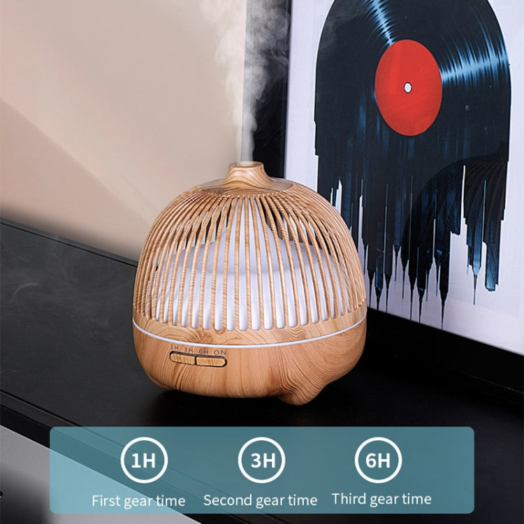 Bird Cage Wood Graphic Aromatherapy Machine Ultrasonic Smart Home Colorful Night Light Hollow Humidifier, Product specifications: US Plug(Deep Wood Pattern) - Home & Garden by buy2fix | Online Shopping UK | buy2fix