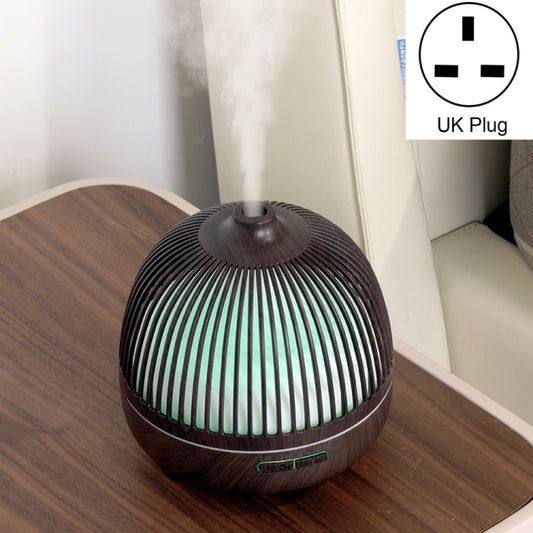 Bird Cage Wood Graphic Aromatherapy Machine Ultrasonic Smart Home Colorful Night Light Hollow Humidifier, Product specifications: UK Plug(Deep Wood Pattern) - Home & Garden by buy2fix | Online Shopping UK | buy2fix