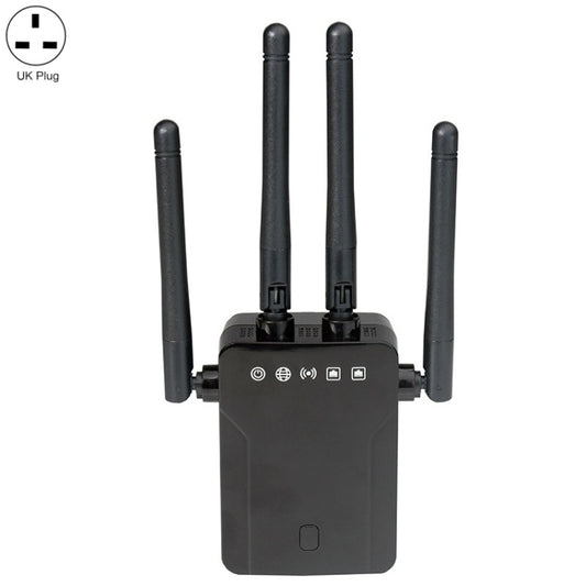 M-95B 300M Repeater WiFi Booster Wireless Signal Expansion Amplifier(Black - UK Plug) - Broadband Amplifiers by buy2fix | Online Shopping UK | buy2fix