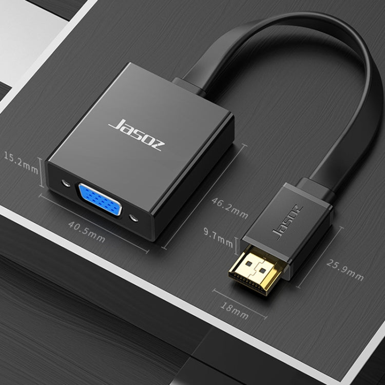 2 PCS Jasoz 1080P HDMI To VGA Converter Oxygen-Free Copper Core, Colour: With Audio Power Supply (Black) - Converter by Jasoz | Online Shopping UK | buy2fix