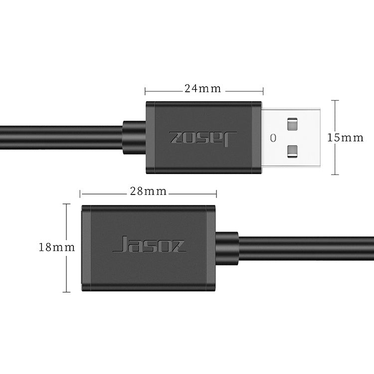 3 PCS Jasoz USB Male to Female Oxygen-Free Copper Core Extension Data Cable, Colour: Black 0.5m - USB Cable by buy2fix | Online Shopping UK | buy2fix