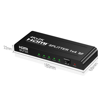 HW-4K104D 1 to 4 4K X 2K Video High-Definition On-Screen HDMI Splitter(EU Plug) - Splitter by buy2fix | Online Shopping UK | buy2fix