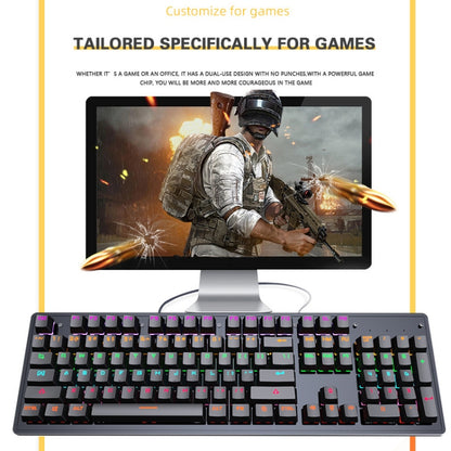 LEAVEN K880 104 Keys Gaming Green Axis Office Computer Wired Mechanical Keyboard, Cabel Length:1.6m(Black) - Wired Keyboard by LEAVEN | Online Shopping UK | buy2fix