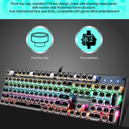 104 Keys Green Shaft RGB Luminous Keyboard Computer Game USB Wired Metal Mechanical Keyboard, Cabel Length:1.5m, Style: Punk Word Through Version (Black) - Wired Keyboard by buy2fix | Online Shopping UK | buy2fix