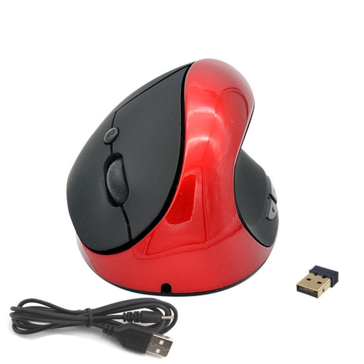 JSY-03 6 Keys Wireless Vertical Charging Mouse Ergonomic Vertical Optical Mouse(Red) - Wireless Mice by buy2fix | Online Shopping UK | buy2fix