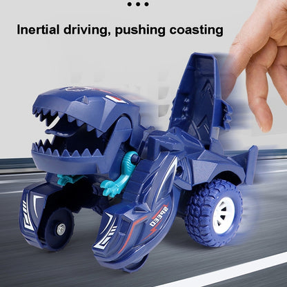 2 PCS Dinosaur Deformation Car Children Inertial Sliding Car Model Toy(Rose Red) - Model Toys by buy2fix | Online Shopping UK | buy2fix