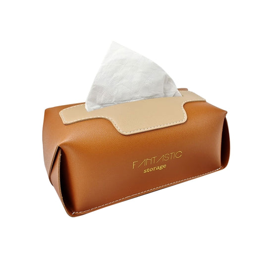 SJM0041 Car PU Paper Tissue Box Hotel Napkin Paper Box Toilet Paper Box(Ocherored) - In Car by buy2fix | Online Shopping UK | buy2fix