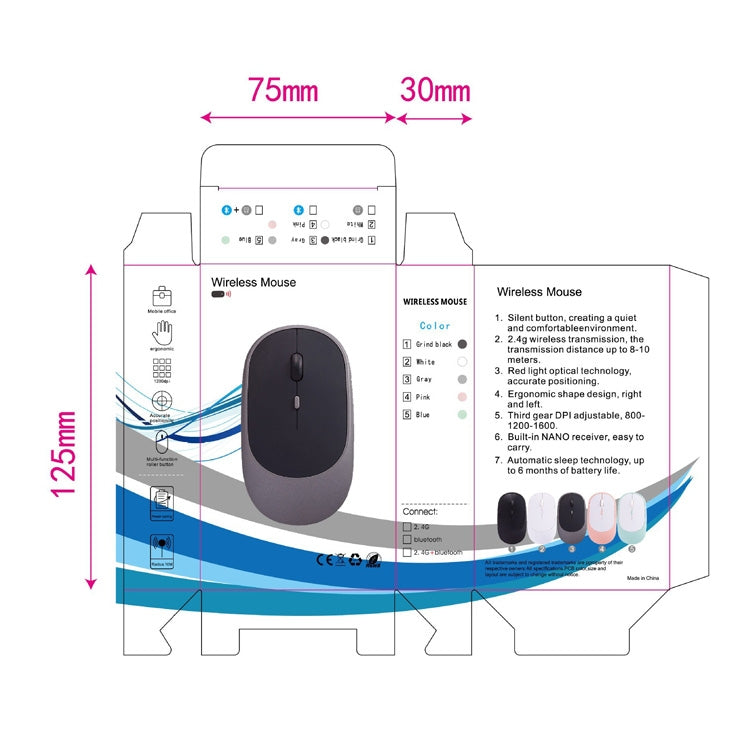 M030 4 Keys 1600DPI Laptop Office Mute Mouse, Style: Wireless (Ink Green) - Wireless Mice by buy2fix | Online Shopping UK | buy2fix