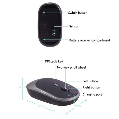 M030 4 Keys 1600DPI Laptop Office Mute Mouse, Style: Double Mode (Ink Green) - Wireless Mice by buy2fix | Online Shopping UK | buy2fix