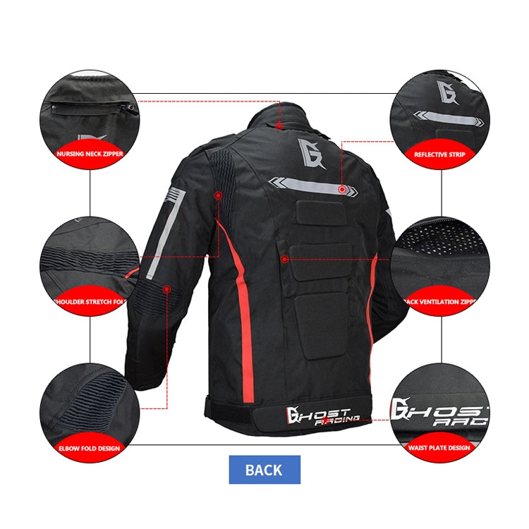 GHOST RACING GR-Y07 Motorcycle Cycling Jacket Four Seasons Locomotive Racing Anti-Fall Cloth, Size: XXXXL(Black) - In Car by GHOST RACING | Online Shopping UK | buy2fix