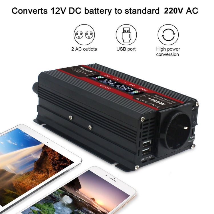 2000W LCD Smart Home Car Inverter 12V To 220V Power Converter - In Car by buy2fix | Online Shopping UK | buy2fix