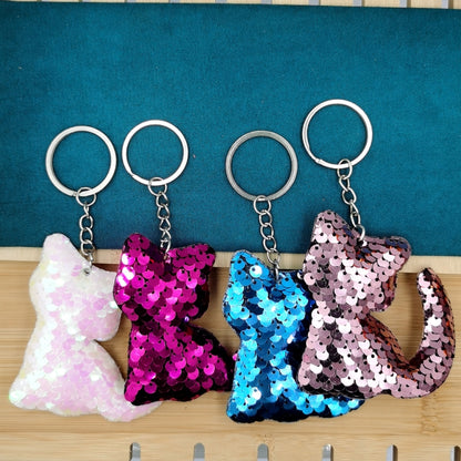 10 PCS PET Sequins Reflective Cat Keychain Bag Car Pendant, Colour: Rose Red 11 - In Car by buy2fix | Online Shopping UK | buy2fix