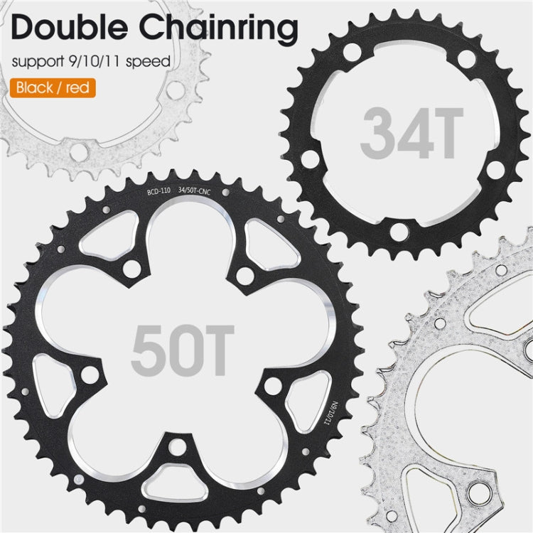 WEST BIKING 34T-50T Road Bike Racing Folding Chainwheel(Black) - Outdoor & Sports by WEST BIKING | Online Shopping UK | buy2fix