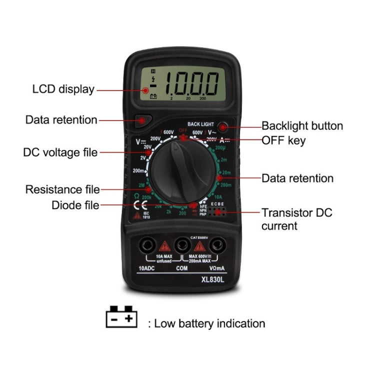 ANENG XL830L Multi-Function Digital Display High-Precision Digital Multimeter, Specification: Bubble Bag Packing(Green) - Consumer Electronics by ANENG | Online Shopping UK | buy2fix