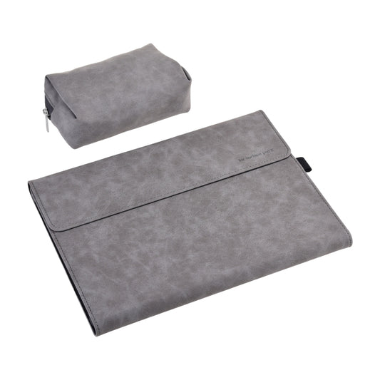 13 inch Leather Tablet Protective Case For Microsoft Surface Pro X, Color: Light Gray + Power Bag - 13.3 inch by buy2fix | Online Shopping UK | buy2fix