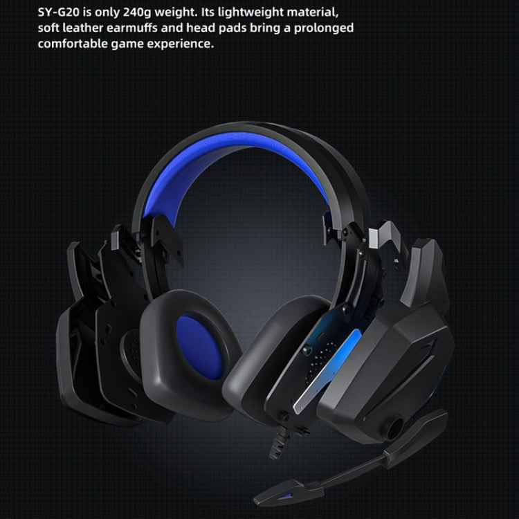 Soyto SY-G20 RGB Dual Streamer Gaming Computer Headset, Style: Non-luminous Version (Black Blue) - Multimedia Headset by Soyto | Online Shopping UK | buy2fix