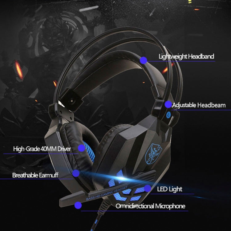 Soyto SY850MV Luminous Gaming Computer Headset For PC (Black Blue) - Multimedia Headset by Soyto | Online Shopping UK | buy2fix