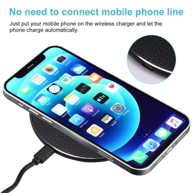 Q25 15W Plaid Pattern Desktop Metal Round Wireless Charger(Black ) - Apple Accessories by buy2fix | Online Shopping UK | buy2fix