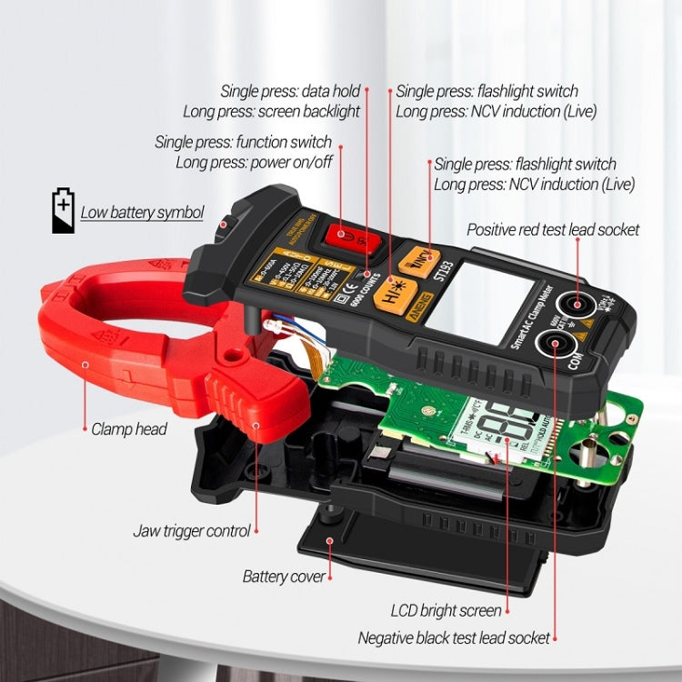 ANENG ST193 Intelligent Automatic Multifunctional AC Clamp Digital Meter - Digital Multimeter by ANENG | Online Shopping UK | buy2fix