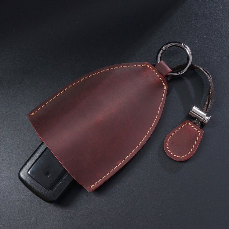 18Y-009 Vintage Handmade Leather Car Pull-Out Key Case(Oil Wax Skin Tea) - In Car by buy2fix | Online Shopping UK | buy2fix