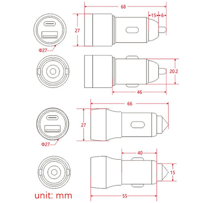 Aluminum Alloy Cigarette Lighter Applicable Car Charger, Model: Black Double QC - In Car by buy2fix | Online Shopping UK | buy2fix