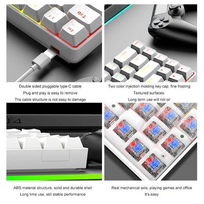 ZIYOU LANG T8 68 Keys RGB Luminous Gaming Mechanical Keyboard, Cable Length:1.6m(White Red Shaft) - Wired Keyboard by ZIYOU LANG | Online Shopping UK | buy2fix