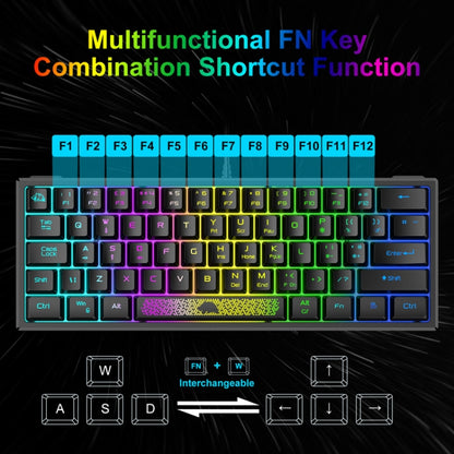 ZIYOU LANG K61 62 Keys RGB Lighting Mini Gaming Wired Keyboard, Cable Length:1.5m(Blue) - Wired Keyboard by ZIYOU LANG | Online Shopping UK | buy2fix