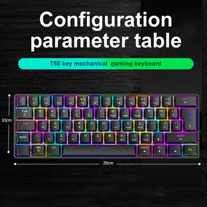 ZIYOU LANG T60 62-Key RGB Luminous Mechanical Wired Keyboard, Cable Length:1.5m(Blue Green Shaft) - Wired Keyboard by ZIYOU LANG | Online Shopping UK | buy2fix