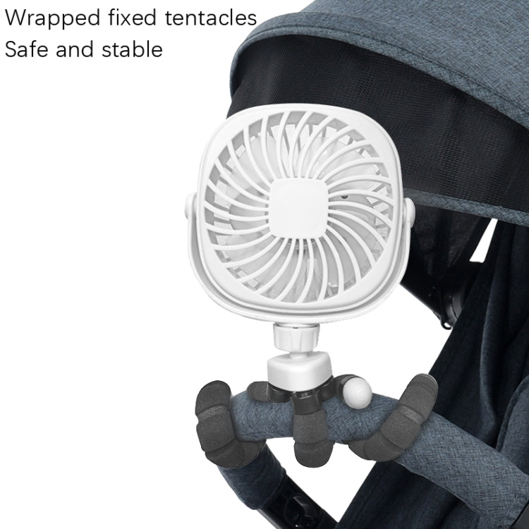 Octopus Stroller Deformation Fan Desktop Portable Handheld USB Small Fan, Colour: 2200mAh Black - Consumer Electronics by buy2fix | Online Shopping UK | buy2fix