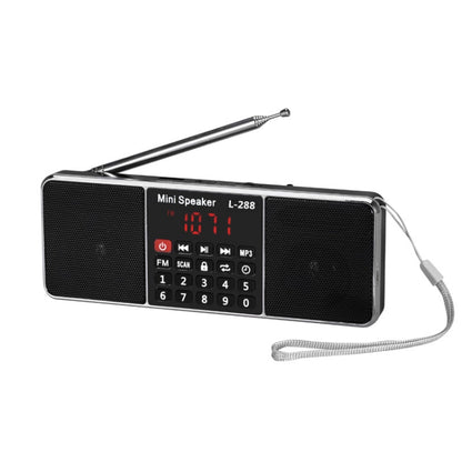 L-288FM Dual Speaker Radio MP3 Player Support TF Card/U Disk with LED Display(Black) - Consumer Electronics by buy2fix | Online Shopping UK | buy2fix