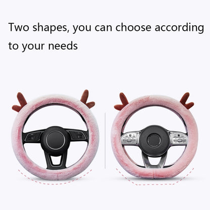 Antler Thick Plush Steering Wheel Cover, Style: O Type (Pink) - In Car by buy2fix | Online Shopping UK | buy2fix