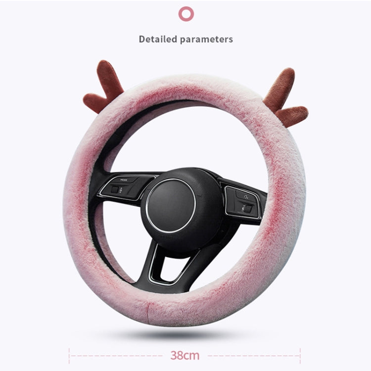 Antler Thick Plush Steering Wheel Cover, Style: O Type (Pink) - In Car by buy2fix | Online Shopping UK | buy2fix