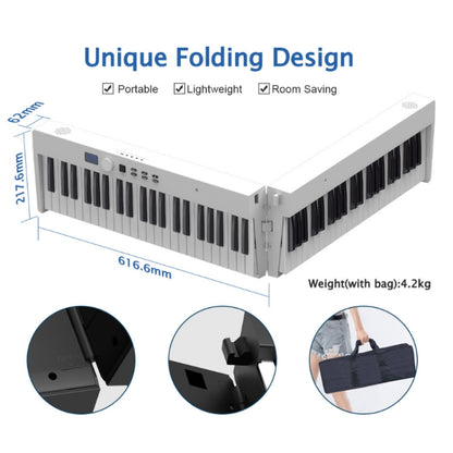 88-Key Portable Smart Folding Electric Piano, EU Plug(PJ88C Black) - Keyboard Instruments by buy2fix | Online Shopping UK | buy2fix