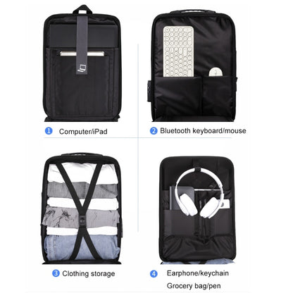 Hard Shell Backpack Alloy Frame Anti-Theft Computer Bag For Men, Color: 8001-J Black - Backpack by buy2fix | Online Shopping UK | buy2fix