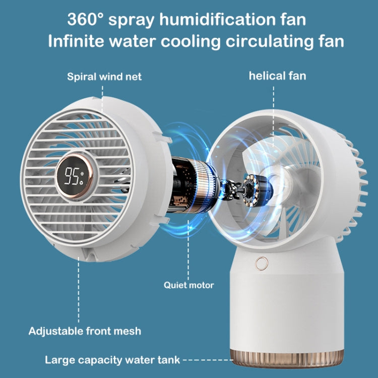 Spray Humidified LED Digital Display Office Home Fan, Style: 3600mAh Rechargeable(Blue) - Consumer Electronics by buy2fix | Online Shopping UK | buy2fix