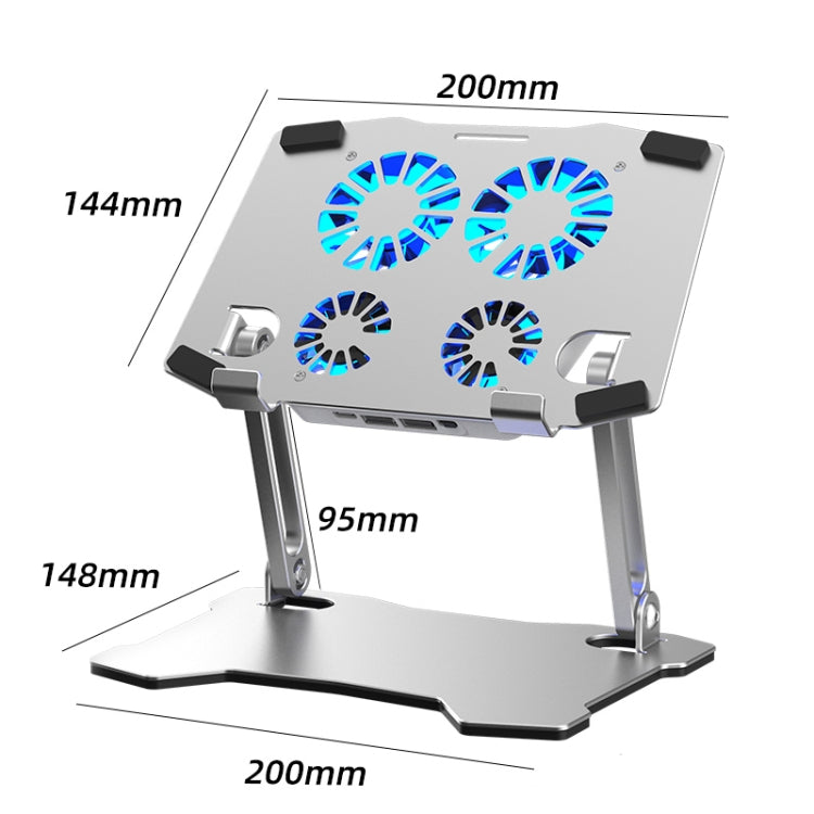 X16 Tablet PC Holder Aluminum Alloy Laptop Radiator with 4 Fans - Computer & Networking by buy2fix | Online Shopping UK | buy2fix