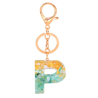 2 PCS Gold Foil Epoxy English Letter Keychain Bag Pendant(P) - In Car by buy2fix | Online Shopping UK | buy2fix