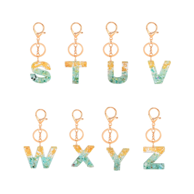 2 PCS Gold Foil Epoxy English Letter Keychain Bag Pendant(S) - In Car by buy2fix | Online Shopping UK | buy2fix