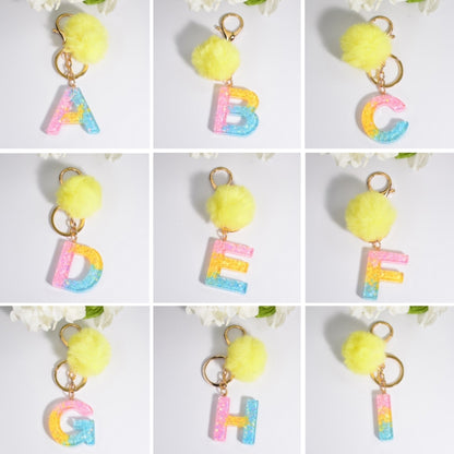 2 PCS Crystal Epoxy Rainbow Color Keychain Hair Ball Ladies Bag Pendant(A) - In Car by buy2fix | Online Shopping UK | buy2fix