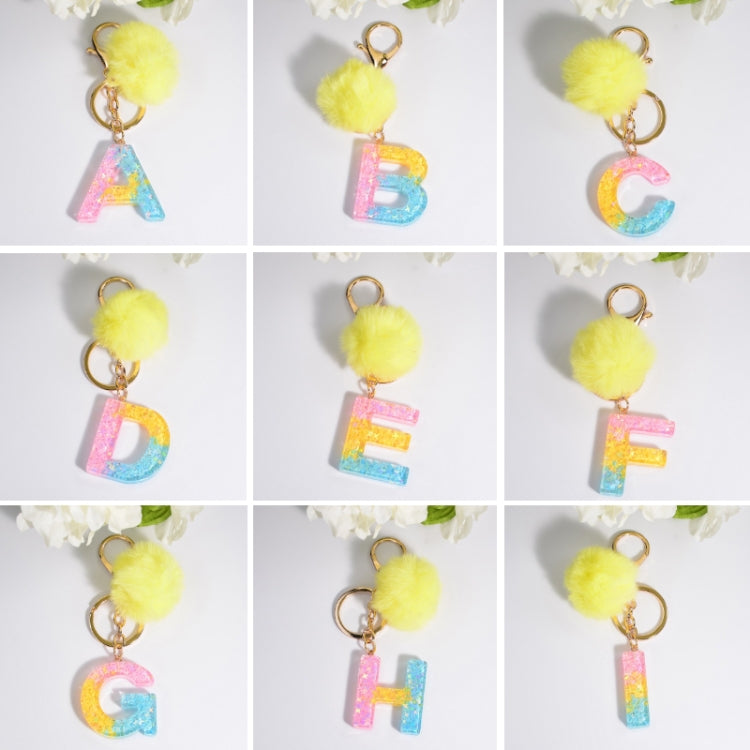 2 PCS Crystal Epoxy Rainbow Color Keychain Hair Ball Ladies Bag Pendant(D) - In Car by buy2fix | Online Shopping UK | buy2fix